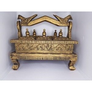 Vintage Handmade Wooden Kitchen Spice Box 5 Compartments